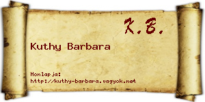 Kuthy Barbara névjegykártya